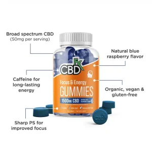 CBDfx Blue Raspberry Gummies - Focus & Energy, view 2