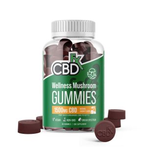 CBDfx Wellness Mushroom CBD Gummies, 25mg, 60 count bottle
